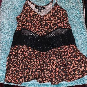 Allover Printed Blouse With Waist Lace Detail